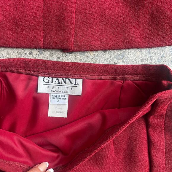 Gianni Women’s 4 Skirt Set Red Wool Blend Blazer Skirt Set Made in USA - Picture 2 of 4